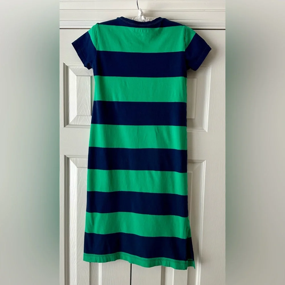 J. Crew, Stripe, Navy & Green, Cotton Maxi Dress Sz 7 Excellent Condition